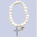 REF.9454CR Pulsera elástica perlas cruz